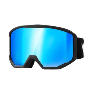 Ski Goggles, Cylindrical Lens with Ice Blue Revo Coating, OTG Anti fog Snow Goggles for Men Women Youth, TPU Frame Ventilation Structure, Suitable for Skiing, Skating, Snowboarding, Cycling
