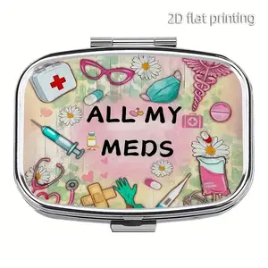 Portable Compact Medicine Box, Cute Small Pill Organizer, Easy to Carry, Suitable for Wallet, Daily Drug and Vitamin Storage
