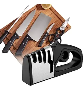 4-in-1 Kitchen Knife Sharpener - 3-Stage Knife Sharpening System for Restoring, Repairing, and Polishing Blades - Professional Quality Knife Accessories for Home Chefs