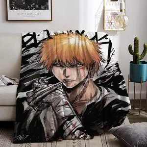 anime B-BLEACH Throw Flannel All Weather Blanket Kneeling Blankets Fluffy Warm Winter Blanket Blankets on Offer Home Knee Throw Wearing Microfiber