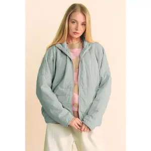 Quilted Zip Up Dropped Shoulder Jacket - Casual Style, 100% Cotton & 65% Polyester, Machine Washable, Relaxed Fit, Available in Sizes S-5L