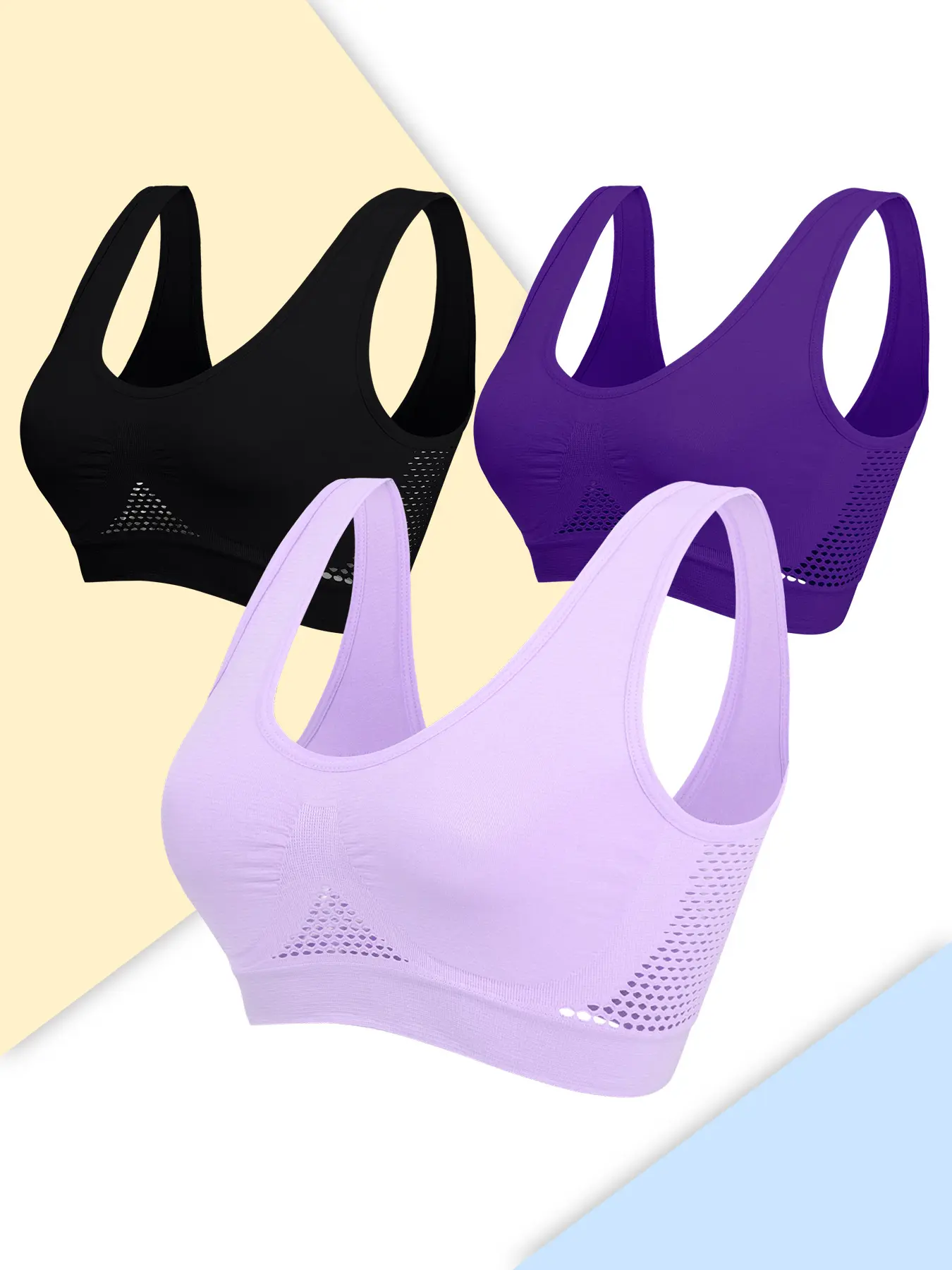 Black + dark purple + light purple