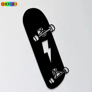 1pc Skateboard & Lightning Metal Wall Art, Dynamic Skateboard Statue Mural, Ideal Gift for New Year, Easter, Skateboard Decor Enthusiasts, Weather-Resistant Metal Wall Decor Wall Sculptures, Perfect for Home Wall & Garden Fence Skateboarding Enthusiasts