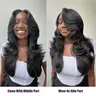 [Detroit Layers]24 Inches Big Head Friendly Kash Doll Layers Beginher Hair Extra Full & Voluminous Middle Part Heat Resistance Fiber 250% Density Big-Head Friendly T-Part Lace Synthetic Pre-Cut Glueless Wigs Natural Black Color SummerVibes