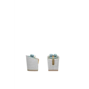 Block Heel Kit 3 White Woven Leather