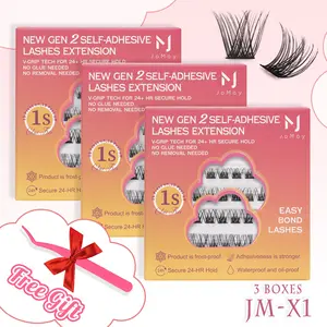 JoMay New Self-Adhesive Lashes Extension Kit V-Shaped Bond for 24-HR Secure Hold DIY Lash Clusters Easy 1-Second Application No Glue Needed Trendy Must-Have Cluster Lash Extension Dupe False Eyelash Makeup Cosmetic