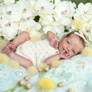 Rebornbabydoll 19inch Charlie Lifelike Baby Doll Full Body Soft Touch Cuddly Reborn Baby Multiple Layers 3D Skin Girl's Kids Gift Poseable & Personalizable Interactive Realistic Bunny Stuffed Animal