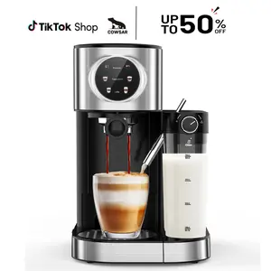【SummerVibes】COWSAR Espresso Machine 20Bar, Cappuccino Machine with Automatic Milk Frother, Touch Screen, 3 in 1 Professional Espresso Maker with Dual Heating System & Capsule Compatible (Black)