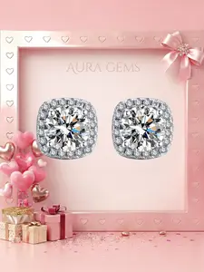 Square Zircon Earrings for Men and Women, Large Cubic Zirconia Studs, Durable Jewelry, Elegant Accessories, Wedding, Outdoor Wear