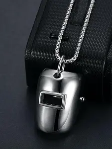 Men's Welder Mask Necklace with Pendant, Stainless Steel Simple Jewelry, Unisex Hip Hop Style, Casual Random Print, All Seasons
