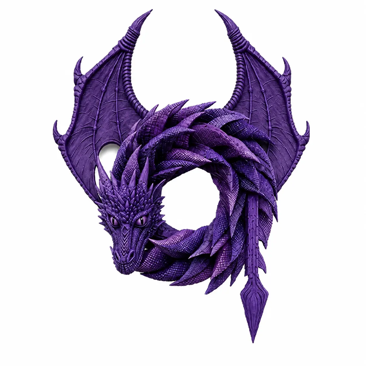 Handmade Dragon Wreath, Fantasy Gothic Purple Dragon Door Wreath with Mesh Scale Design, 3D Mythical Dragon Wall Hanging Decor for Front Door Porch, Halloween Year-Round Gift for Dragon Lovers