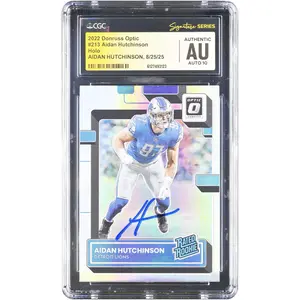 Aidan Hutchinson Detroit Lions Autographed 2022 Panini Donruss Optic Holo #213 CGC Authenticated Auto 10 Rookie Card - Fanatics Authentic Certified