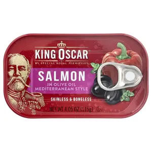 King Oscar Skinless & Boneless Salmon in Olive Oil, Mediterranean Style, 4.05 oz (115 g)