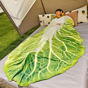Ultra-Soft Flannel Blanket with Fun Cabbage Pattern, Cozy Throw for Sofa Office Outdoor Travel, Ideal Gift for Holidays Birthdays