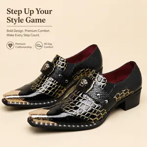 Men's Synthetic Dress Shoes | Croc-Pattern Slip-On Loafers