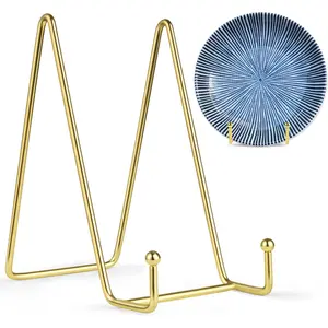 2 Pack 6 Inch  Plate Stands for Display, Metal Square Wire Easel Stand, Plate Holder Display Stands, Picture Frame Stands for Display Photos, Decorative Platter, Plaques and Table Arts