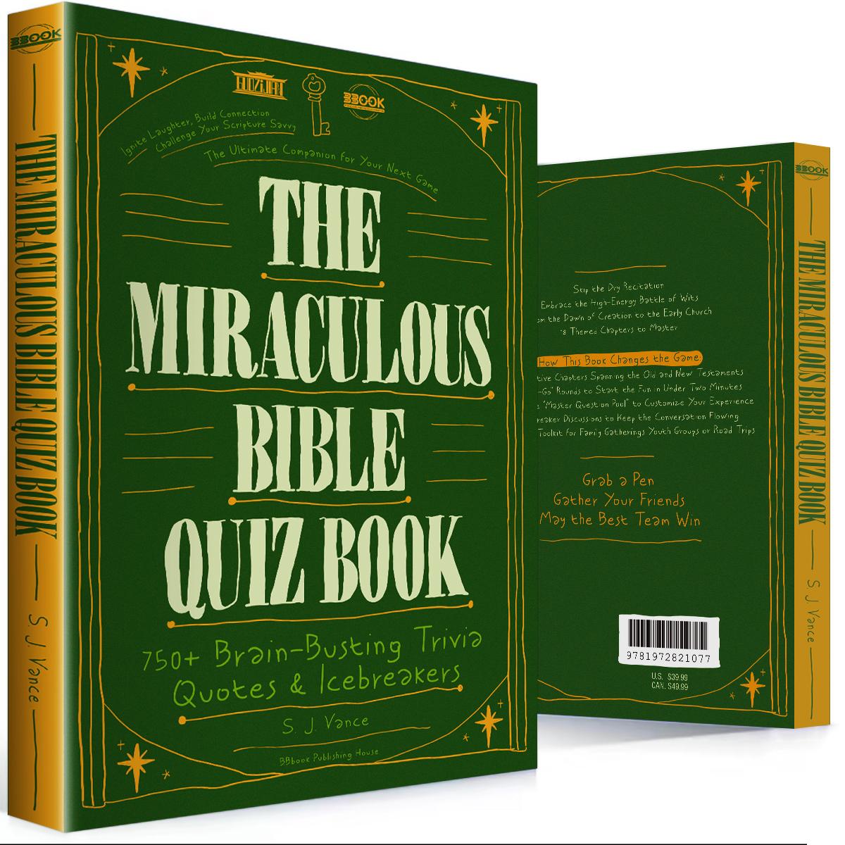 【BB Books】The Miraculous Bible Quiz Book - 750+ Bible Trivia Questions Book for Learning About Miracles & Prophets, Christian Game for Family, Learn, Paperback