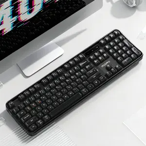 MOFii Crystal Arc Tri-Mode Wireless Keyboard, Black Semi-Transparent RGB Backlit Keyboard, Non-Hot-Swappable, Quiet Keyboard for Office & Gaming, US QWERTY Layout