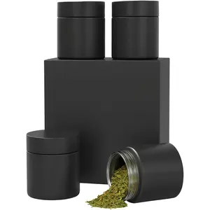 Smell Proof Jar(4 Oz) ，4 Pack Air Tight Herb Container，Thick Uv Resistant Jar with Child-Resistant Lid，Black Glass Storage Jars for Coffee/Herb/Tea