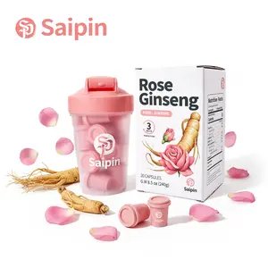 Rose Herbal Tea Drink Mix (Caffeine-Free) | Ginseng Powder | Instant Tea | Sugar-Free | 20 Servings + Free Shaker