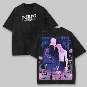Tokyo Revengers Mucho x Sanzu Anime T-Shirt - Unisex Acid Washed Lightweight Cotton Top, Gift for Anime Lover Womenswear Apparel 0YS SRH