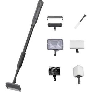 6-in-1 Adjustable Aquarium Cleaning Kit with Long Handle 20-36 Inches, Carbon Fiber Fish Tank Scrubber Set, Reusable Algae Scraper & Brush Tools, Multi-Functional Tank Maintenance Accessories flip  aquatics black  pond  dye aquarium air fish  pump