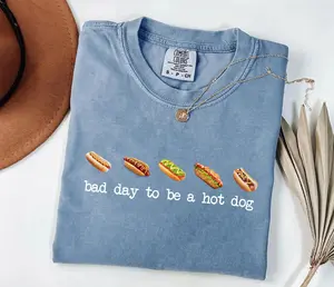 Comfort Colors Bad Day to Be a Hotdog Shirt, Funny Retro Hot Dog Graphic Tee, 4th of July Shirt, Independence Day Gift for Men, Women