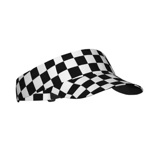 Black White Race Checkered Flag Pattern Sunscreen Visor Hats for Women & Men, Sport Empty Top Baseball Sun Cap, Tennis Visor, Golf Visor