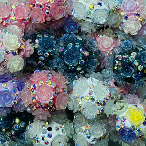 Flower rhinestone bead 3D , mix 3 pcs (flower)
