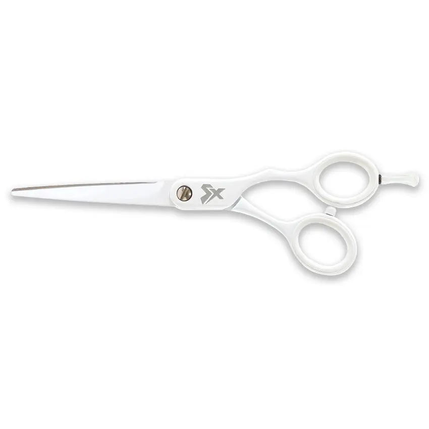 Cricket Shear Xpressions White Party Offset Hair Shear - 5.75in Japanese Stainless Steel, Ergonomic Haircare Styling Tool with Detachable Rest & Storage Case for Professional Stylists, Removable, Durable, The Cricket Company