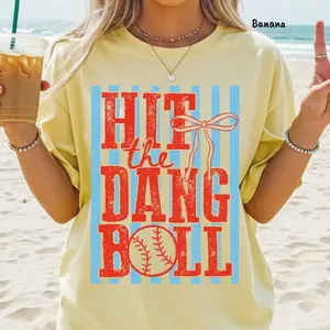 Hit The Dang Ball Baseball Comfort Colors Shirt, Trendy Retro Game Day Season Tee, Baseball Fan Shirt, Sports Lover Gift, Vintage Athletic Apparel SZQJR