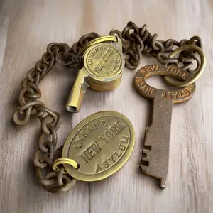 New York Insane Asylum Cast Iron Guard Key And Whistle (20" Long)