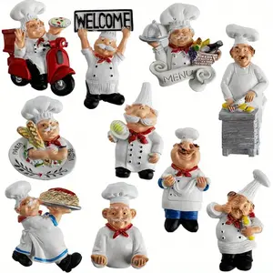 10pcs Resin Italian Chef Refrigerator Magnets, Cute Assorted Kitchen Decor for Fridge, Closet