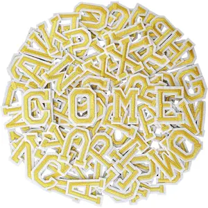 104pcs Gold Iron on Letters Patches, Embroidery Letters Applique Patch for Clothing, Jackets, Jeans, Hats, Backpacks, Socks