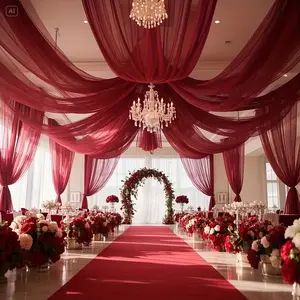 50 Yards Extra Long Burgundy Tulle Roll - Wedding, Party, Birthday & Holiday Decor, DIY Crafts, Bows, Gift Wrapping, Table Skirts & Chair Back Decor