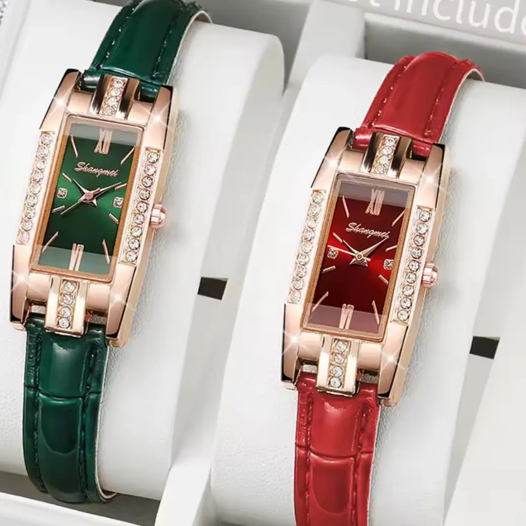 Women's Fashion Rectangle Leather Band Quartz Watch Stylish Design Accurate Timekeeping Versatile for Casual & Formal Events