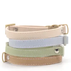 Cat Light Collar Spot Cotton and Linen Lightweight Safety Buckle Decorative Collar Necklace Solid Color