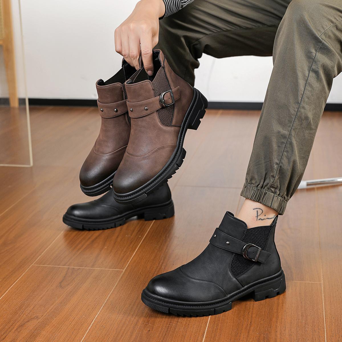 Men’s loafers, high-heel ankle boots, non-slip men’s shoes, trendy men’s boots, durable, stylish, retro, classic men’s shoes