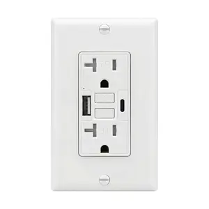 20Amp GFCI Outlet with USB-A & USB-C Ports, Tamper-Resistant Receptacle, Automatic Self-Test & LED , in-Wall Installation, White with Matching Wall Plate, ETL Listed,1 Pack