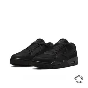 All Black Suede and Mesh Low-Top Retro Basketball Shoes