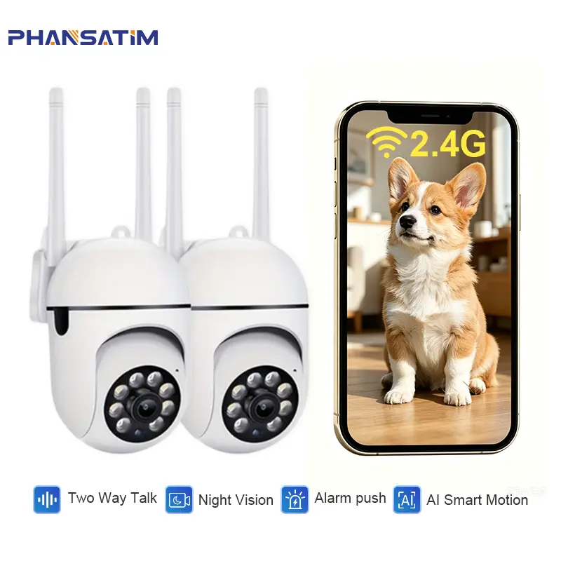 2.4G WiFi Pet/Baby Camera, 1080P FHD 360° PTZ, Color Night Vision cam Motion Tracking, Two-Way Audio Siren, USB Plug-in for Home full hd security camera