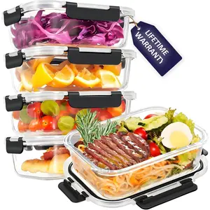 35OZ Glass  Storage Container, Airtight Glass Lunch Fruit Containers with  - Microwave, Oven, Freezer and Dishwasher Safe, 4-PACK
