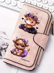 1pc Scottish Highland Cow Women'S Long Wallet, Multi-Functional Wallet, Portable Snap Closure Coin Purse, Birthday Gift and Daily Commute for Cow lovers, Playful Design, Perfect Holiday Gift, Perfect for Outdoor, Travel, and Family Use3.18PYT-1
