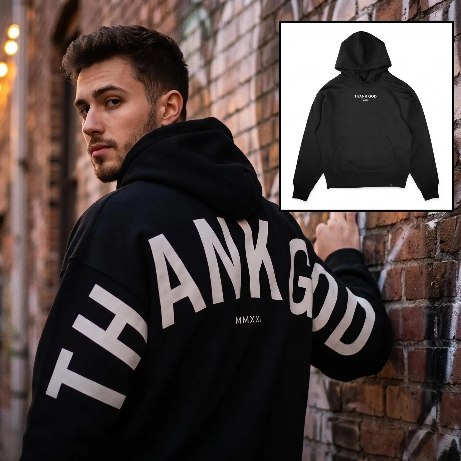 Thank God Banner Unisex Hoodie, Casual Comfortable Women's Top for Daily Wear