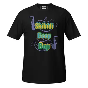 “Skibidi Beep Bop” Unisex short sleeve white text (dtg print) soft style t-shirt Uhuh Apparel design for Gildan 64000- Streetwear