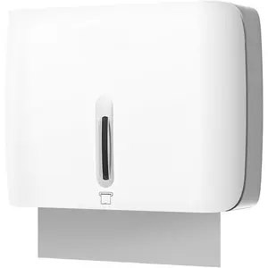 Commercial Paper Towel Dispenser Wall Mount Paper Hand Towel Dispenser Large Capacity 200 Multifold/Trifold/C Fold Paper Towel Dispenser Bathroom Adhesive Tissue Dispenser (White)