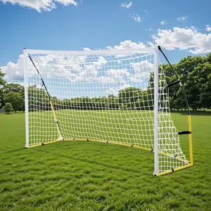 AECOJOY 8FT x 5FT Soccer Goal & Rebounder for Backyard Portable Pop Up Football Goal with Carry Bag U-Shaped Stakes & Bungees for Youth and Adults Perfect for Garden Beach and Training