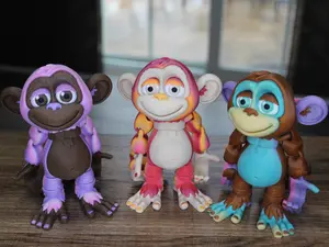 Articulated Monkey with Optional Tree Stand & Banana Prop - 3D Printed Collectible - 4", 5" Tall