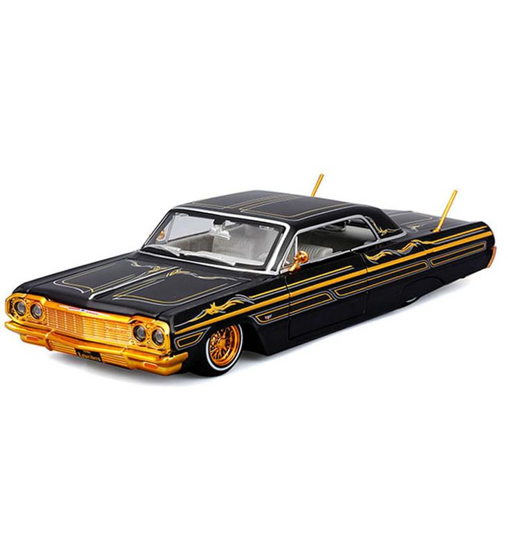 Maisto 1:26 1964 Chevrolet Impala SS Lowriders Black Gold with Graphics and White Interior Limited Edition