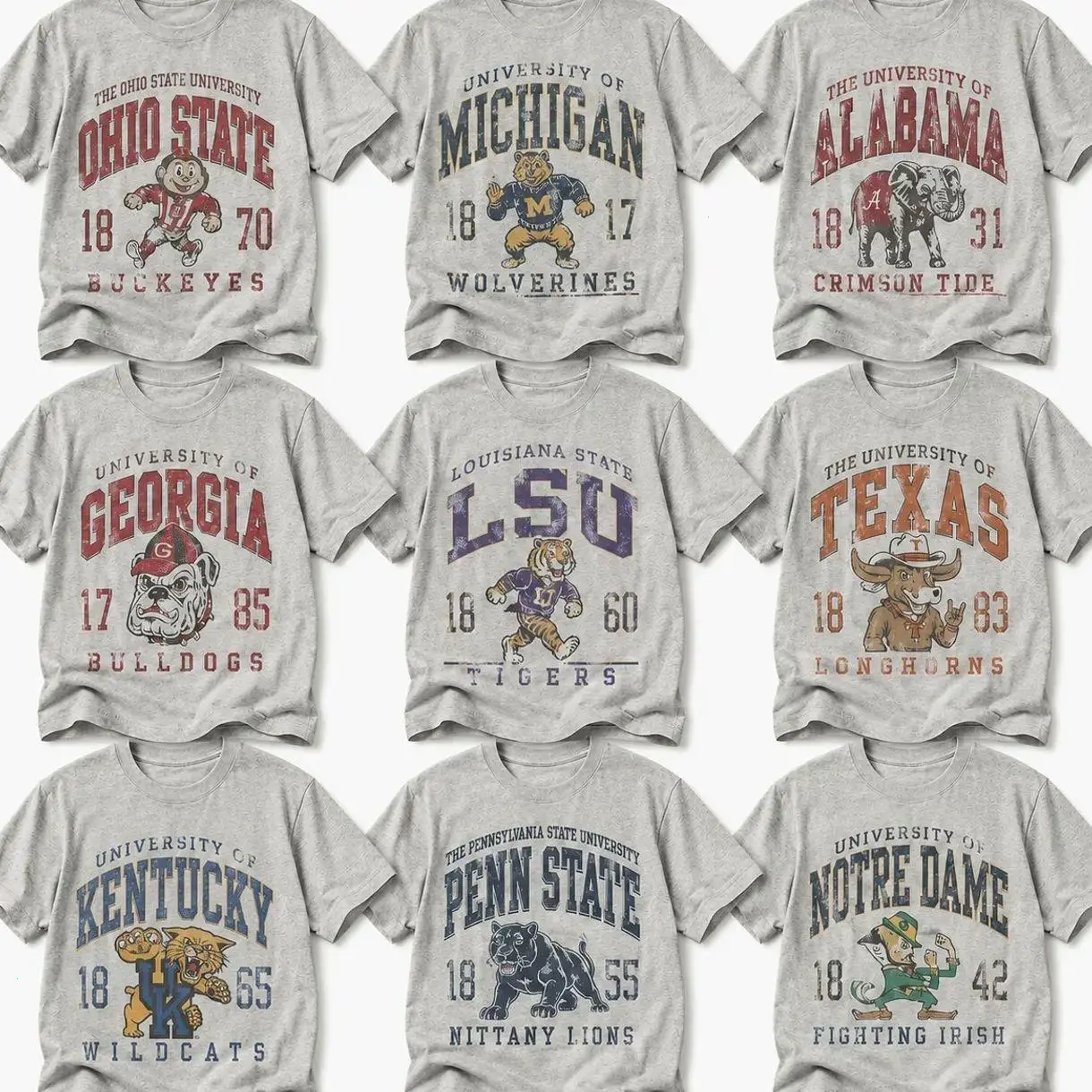 Vintage All Team Football Mascot T-Shirt, Sport Grey Retro College Team Graphic Tee, Distressed Game Day Fan Apparel Gift for Men Women